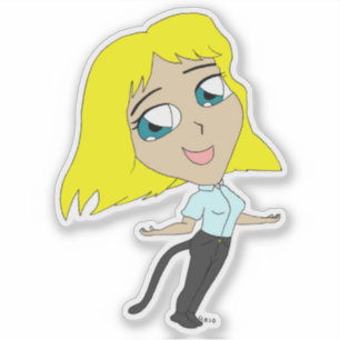 Sticker chibi fille avec une queue