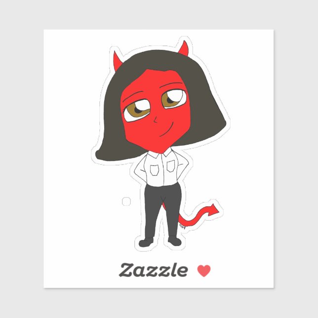 Sticker chibi fille diable (Feuille)