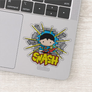 Sticker Chibi Superman Frappant À Travers Un Mur De Brique