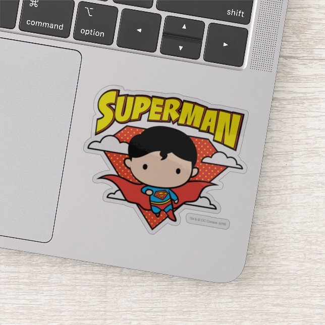 Sticker Chibi Superman Polka Dot Shield et nom (Détail)