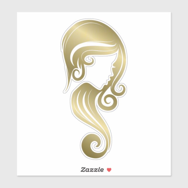 Sticker Chic Gold Shine Beauty Girl Coiffeur & maquillage  (Feuille)