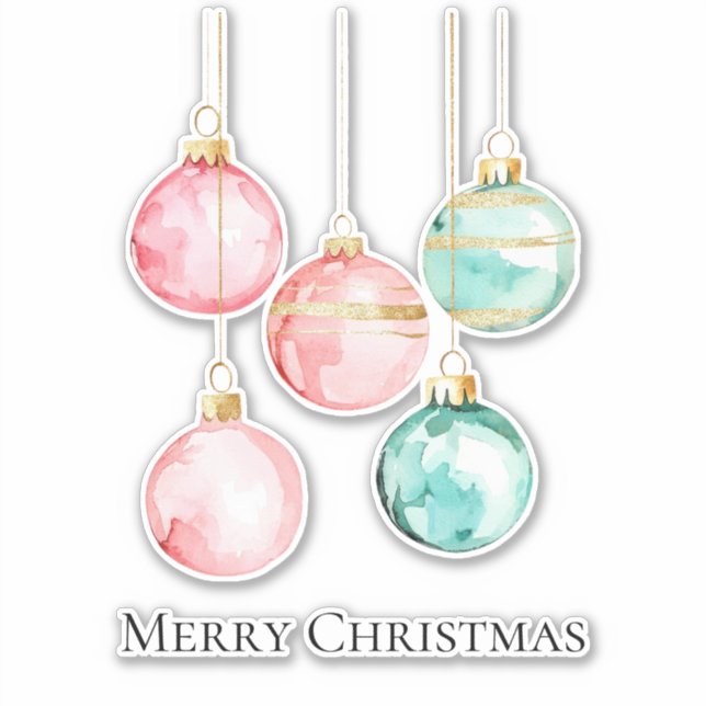 Sticker Chic Mint rose or ornements de Noël (Devant)