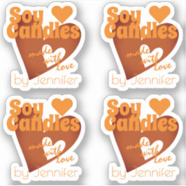 Sticker Chic Orange Coeur Brown Fabriqué avec des bougies 