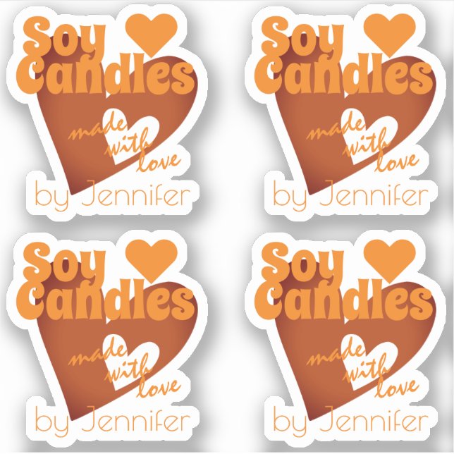 Sticker Chic Orange Coeur Brown Fabriqué avec des bougies  (Devant)