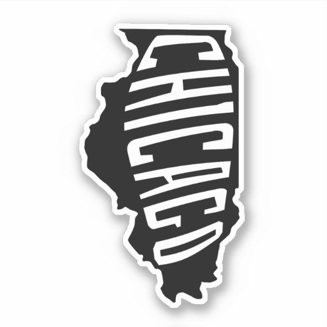 Sticker Chicago, Illinois State Outline - America Travel (Devant)