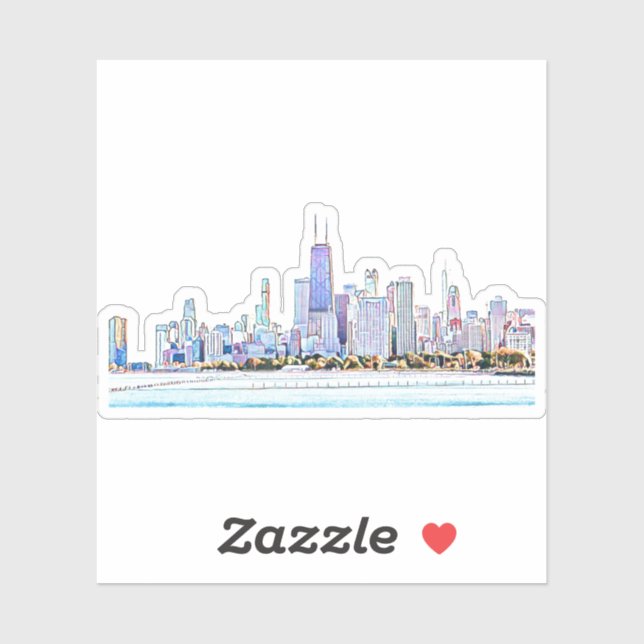 Sticker Chicago Skyline (Feuille)