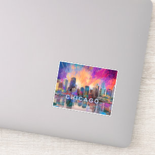 Sticker Chicago Skyline Abstrait Art
