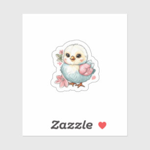 Sticker Chick avec fleurs