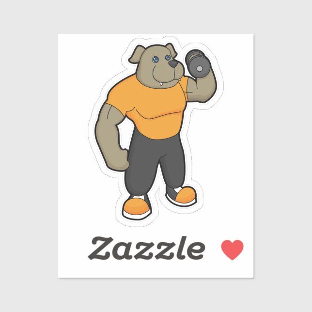 Sticker Chien à la condition physique avec Dumbbell (Feuille)