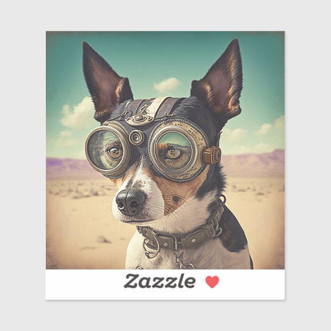 Sticker Chien à vapeur Rat Terrier (Feuille)
