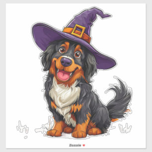 Sticker Chien adorable d'Halloween avec costume de chapeau