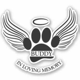 Sticker Chien Animal Angel Wings Memorial Nom personnalisé