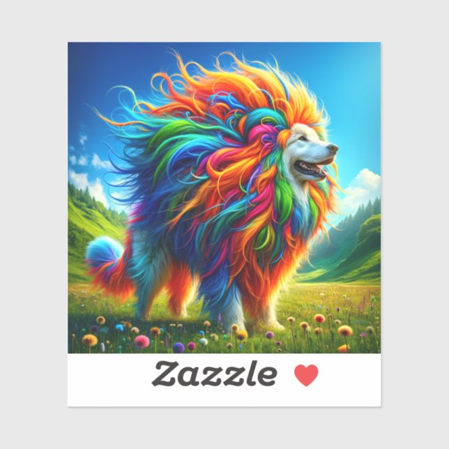 Sticker Chien arc-en-ciel (Feuille)