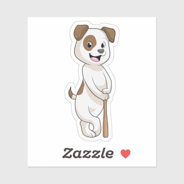Sticker Chien au baseball avec batte de baseball (Feuille)