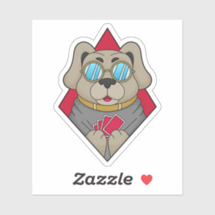 Sticker Chien au Poker avec cartes de Poker