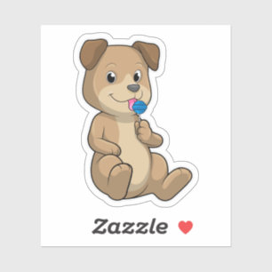 Sticker Chien avec sucré Lollipop