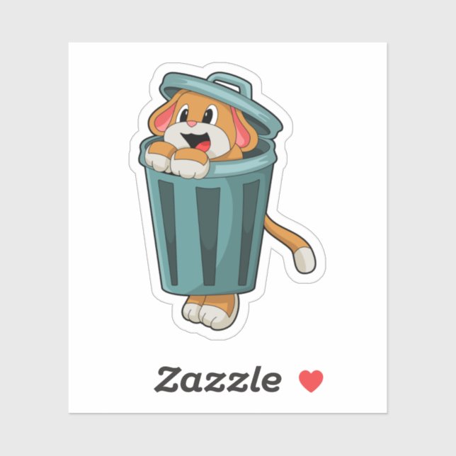 Sticker Chien avec Trashcan (Feuille)