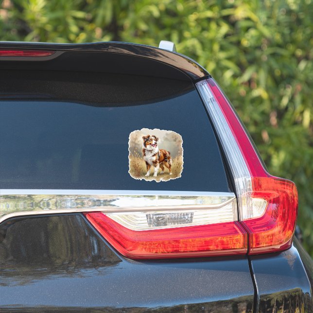 Sticker Chien berger australien Rouge Merle Aussie (Côté voiture)