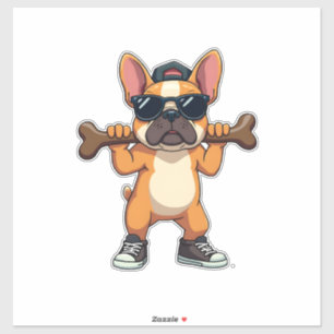 Sticker Chien Bouledogue Français Cool Vintage Transportan