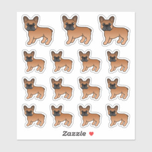 Sticker Chien Bouledogue Français Rouge Mignon Dessin Anim