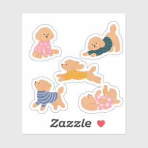 Sticker Chien Caniche Jouet Mignon Vêtu de Chemises Modèle