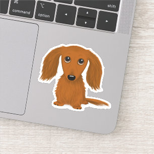 Sticker Chien caricature mignon roux à pois longs