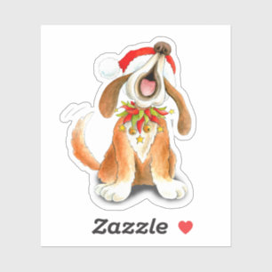 Sticker Chien chantant un joli chien de Noël