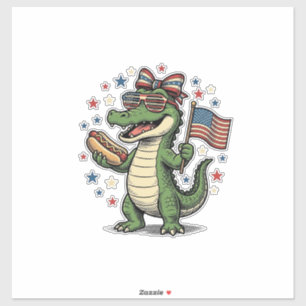 Sticker Chien Chaud Patriote Alligator Vintage Vector T-Sh