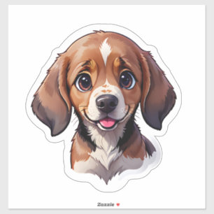 Sticker Chien chiot Beagle mignon
