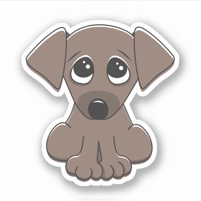 Sticker Chien chiot mignon avec de grands yeux mendiants (Devant)