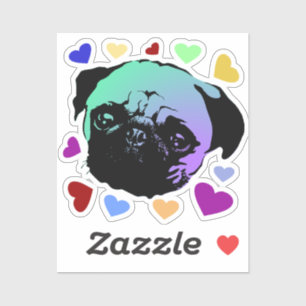 Sticker Chien Chiot Pug Style PopArt Rétro
