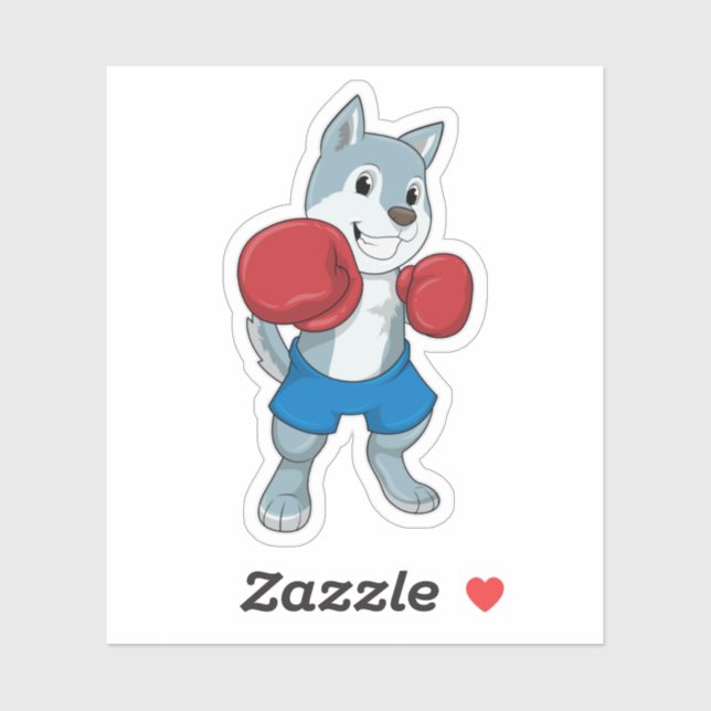 Sticker Chien comme boîte avec gants de boxe (Feuille)