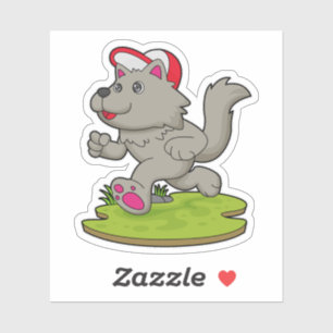 Sticker Chien comme coureur avec Casquette