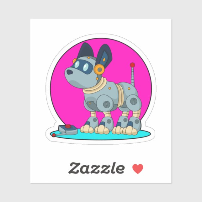 Sticker Chien comme robot (Feuille)