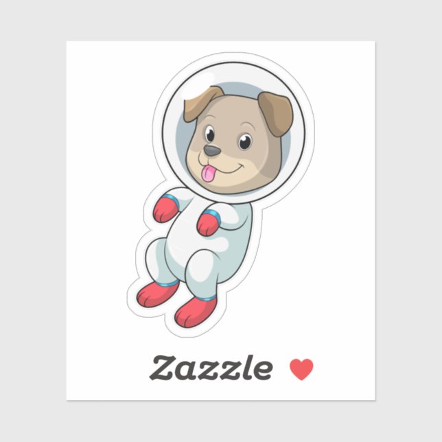 Sticker Chien dans l'espace en costume (Feuille)