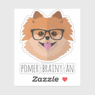 Sticker Chien de Pomeranian dans le hippie nerd de coutume