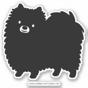 Sticker Chien de Poméranie Noire mignon Fluffy Pommie Po