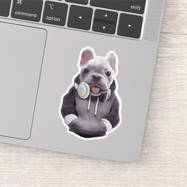 Sticker Chien de taureaux français avec casque Illustratio (Détail)