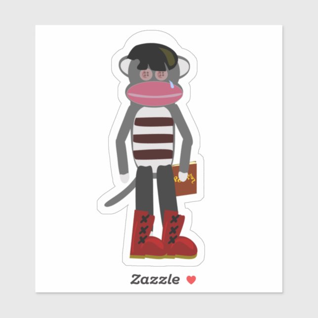 Sticker Chien en chaussette Emo Drôle Art de dessin animé  (Feuille)