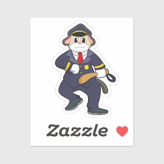 Sticker Chien en policier avec uniforme de police (Feuille)