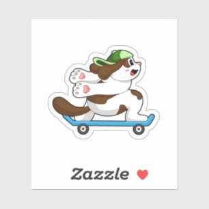 Sticker Chien en Skate avec Skateboard