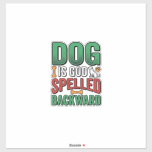 Sticker Chien est Dieu écrit à l'envers Vintage Amoureux d