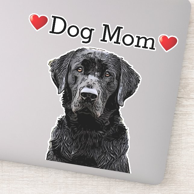 Sticker Chien Maman Mignonne Coeur Noir Lab Animal Car (Détail)