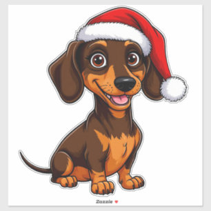 Sticker Chien mignon avec un chapeau de Père Noël diffusan