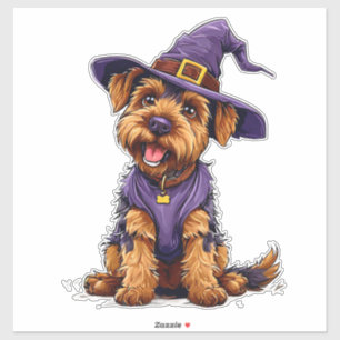 Sticker Chien Mignon En Costume D'Halloween Chiots Effraya
