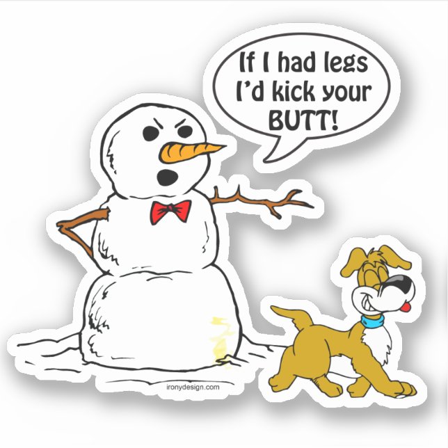 Sticker Chien Pees sur Snowman Plaisanterie Contour Couper (Devant)