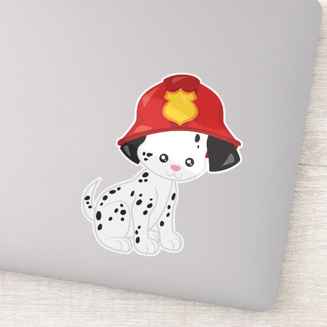 Sticker Chien pompier, Pompier, Dalmatien, Chien mignon (Détail)