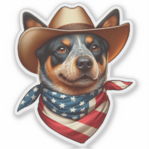 Sticker Chien portant un drapeau Casquette et américain Ba