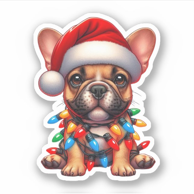 Sticker Chien-taureau français de Noël mignon (Devant)
