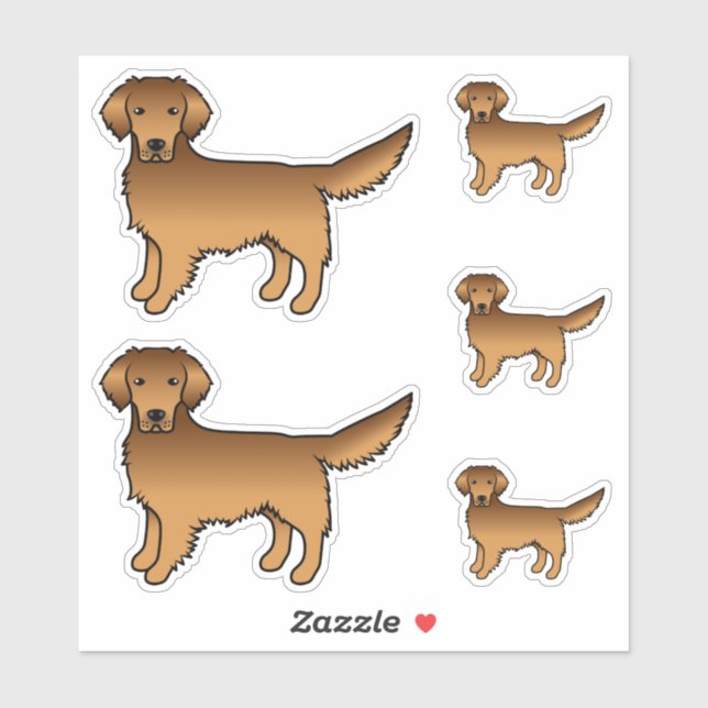 Sticker Chiens caricaturaux rouges Golden Retriever (Feuille)